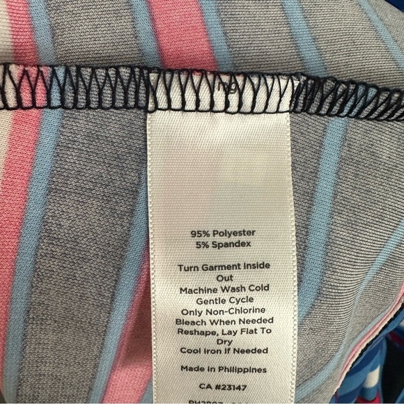 Talbots Women’s Sleeveless V-Neck Keyhole Blue White & Red Stripe Dress Sz M NWT - Picture 6 of 11